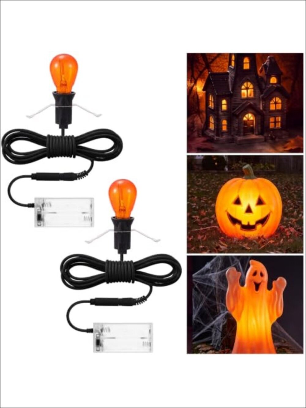 Battery Blow Mold Light Cords for Halloween Village Pumpkin Decor